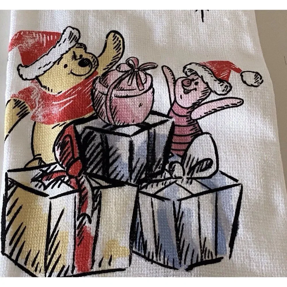 2 Pk Disney Winnie The Pooh Piglet‎ Christmas Kitchen Dish Towels 16 X 26” NEW